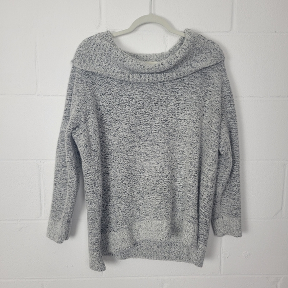 Calvin Klein Grey Popcorn Textured Wool Blend Cowl Neck Sweater XL - Picture 1 of 6